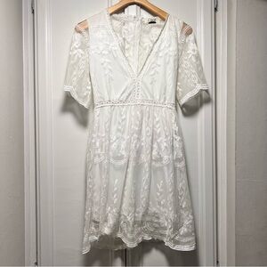 Ivory Lace Dress Boho Bohemian 2.0 Short Sleeve Bride Event Elegant Small